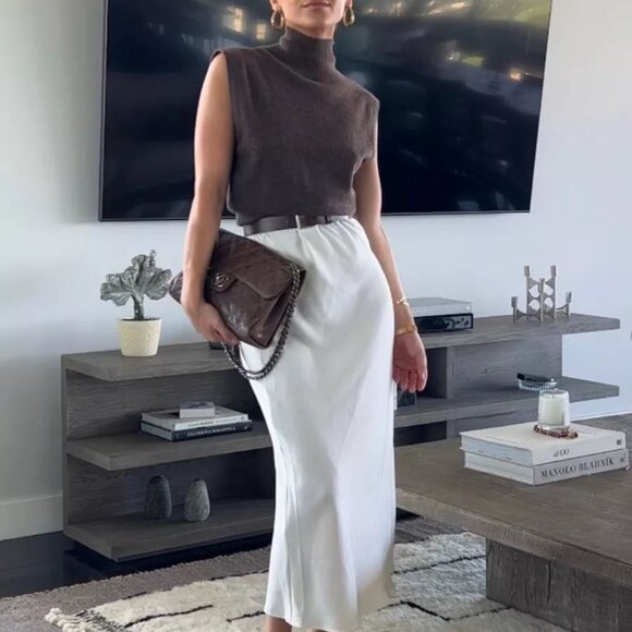 Reformation Arco Cashmere Sleeveless Turtleneck Sweater Vest XS 0 2 Hedgerow - Picture 3 of 6